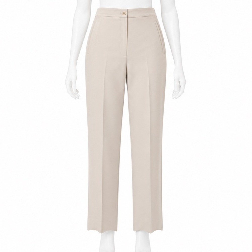Dressbarn Ivory Straight Leg Career Pants Womens 8 Tailored Office Quiet Luxury